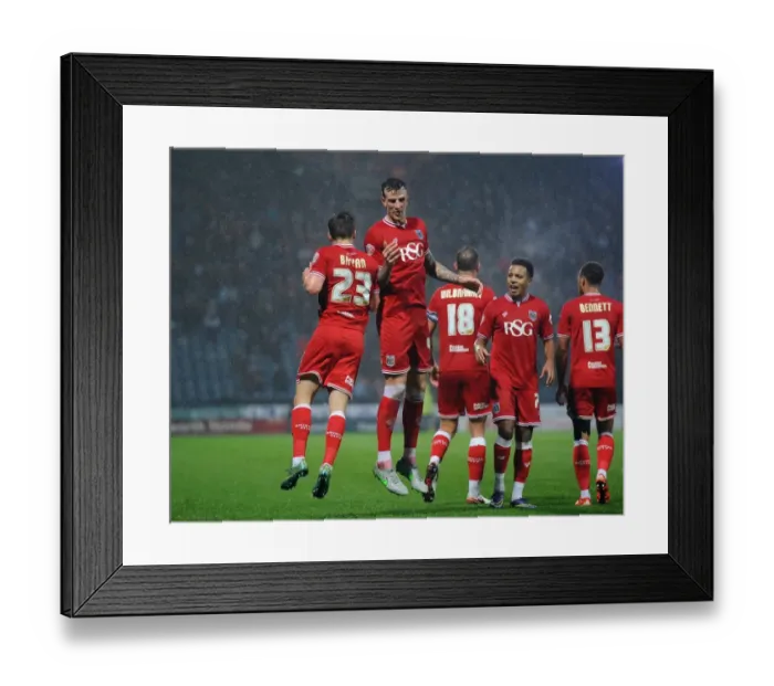 Framed Print : Aden Flint and Joe Bryan Celebrate Goal for Bristol City against Huddersfield Town, Sky Bet Championship (12 / 12 / 2015) Framed Print : Aden Flint and Joe Bryan Celebrate Goal for Bristol City against Huddersfield Town, Sky Bet Championship (12 / 12 / 2015)