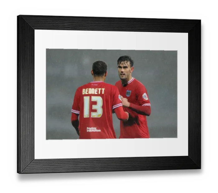 Framed Print : Maron Pack and Elliott Bennett of Bristol City: A Moment at Huddersfield's St. John Smith's Stadium Framed Print : Maron Pack and Elliott Bennett of Bristol City: A Moment at Huddersfield's St. John Smith's Stadium