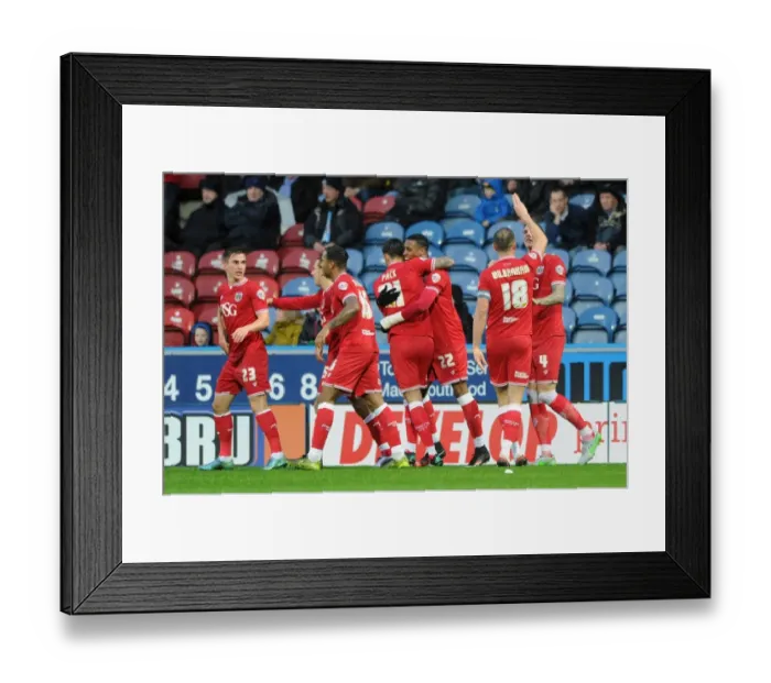 Framed Print : Jonathan Kodjia's Thrilling Goal Celebration: Huddersfield Town vs. Bristol City, Sky Bet Championship (December 12, 2015)