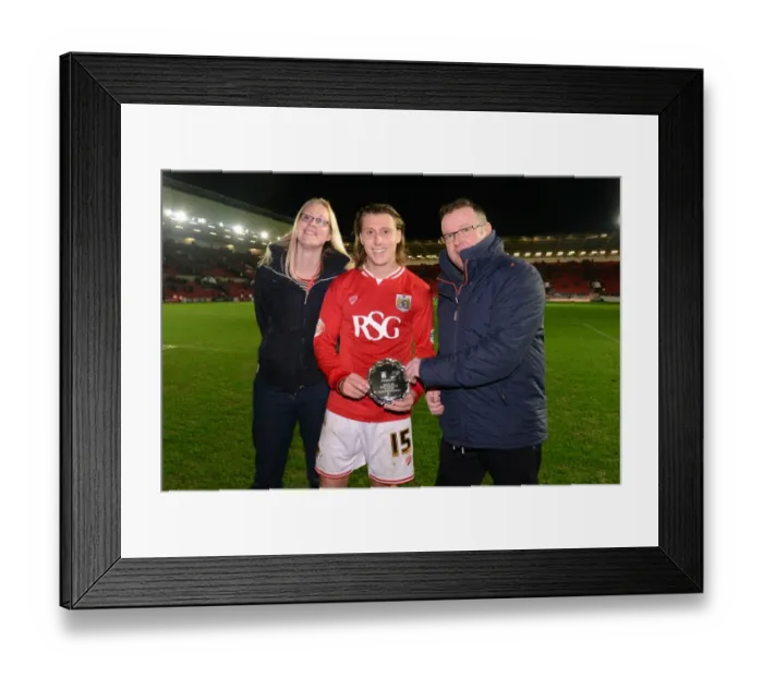 Framed Print : Bristol City FC: Dougie Allward's Image of Man of the Match Presentation vs. QPR (19 / 12 / 2015) Framed Print : Bristol City FC: Dougie Allward's Image of Man of the Match Presentation vs. QPR (19 / 12 / 2015)