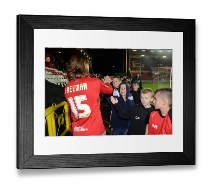 Framed Print : Bristol City Footballer Luke Freeman High-Fives Young Fans After Match Framed Print : Bristol City Footballer Luke Freeman High-Fives Young Fans After Match