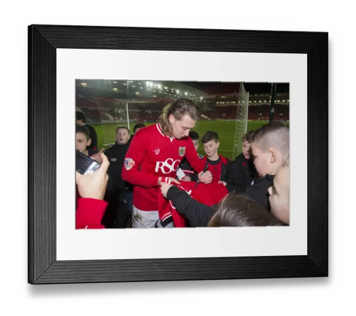 Framed Print : Bristol City's Luke Freeman Signs Autographs at Ashton Gate after Bristol City v QPR Match, 2015 Framed Print : Bristol City's Luke Freeman Signs Autographs at Ashton Gate after Bristol City v QPR Match, 2015
