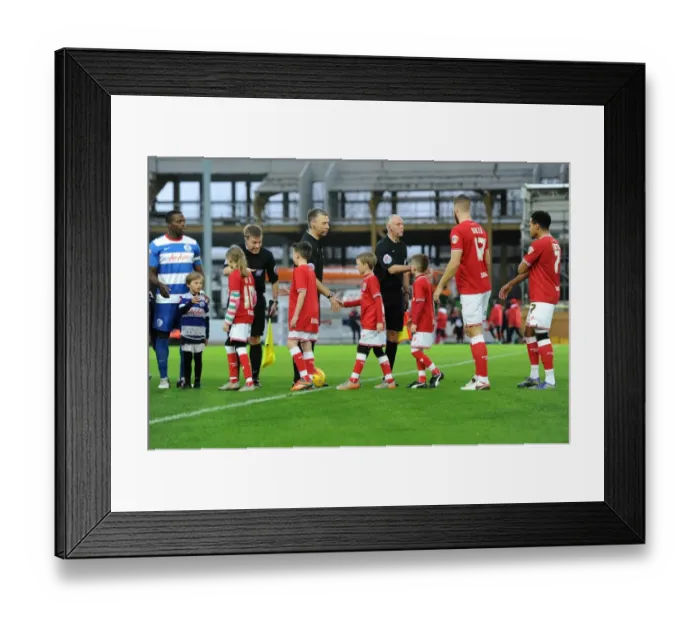 Framed Print : Bristol City vs QPR Mascot Clash in Sky Bet Championship Match, Ashton Gate, 2015