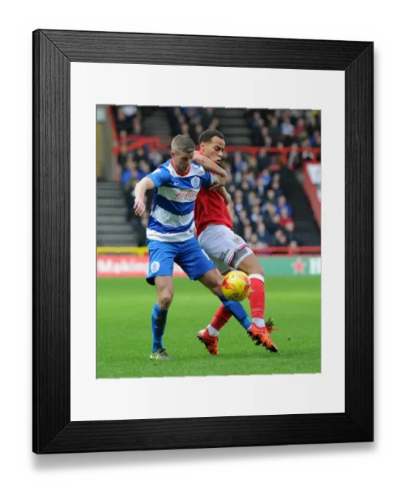 Framed Print : Intense Rivalry: Elliott Bennett vs. Paul Konchesky at Ashton Gate Stadium, 2015 - A Football Battle Framed Print : Intense Rivalry: Elliott Bennett vs. Paul Konchesky at Ashton Gate Stadium, 2015 - A Football Battle