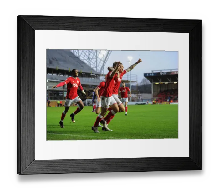 Framed Print : Aden Flint's Double Celebration: Bristol City's Triumph over Charlton Athletic (December 2015) Framed Print : Aden Flint's Double Celebration: Bristol City's Triumph over Charlton Athletic (December 2015)