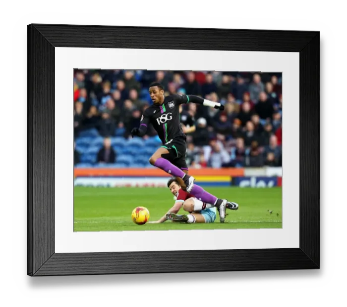 Framed Print : Joey Barton Tackles Jonathan Kodjia: Burnley vs. Bristol City, Sky Bet Championship (December 2015)