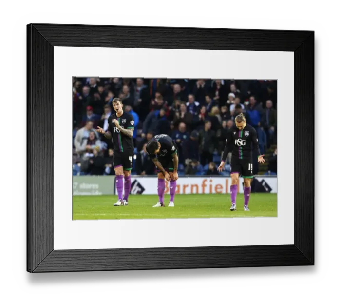 Framed Print : Burnley Takes Early Lead: Dejected Bristol City Players Framed Print : Burnley Takes Early Lead: Dejected Bristol City Players