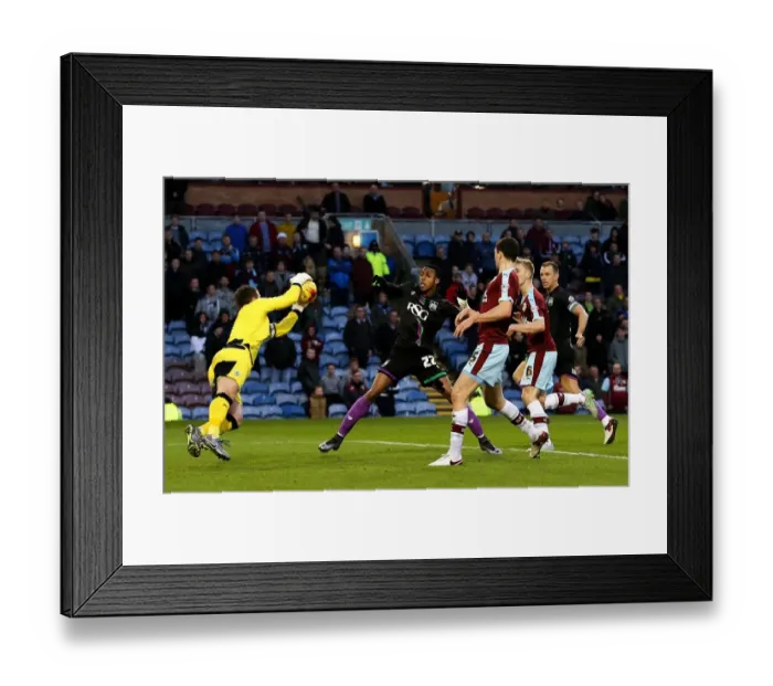 Framed Print : Burnley's Tom Heaton Saves Under Pressure from Kodija in Burnley v Bristol City Championship Clash
