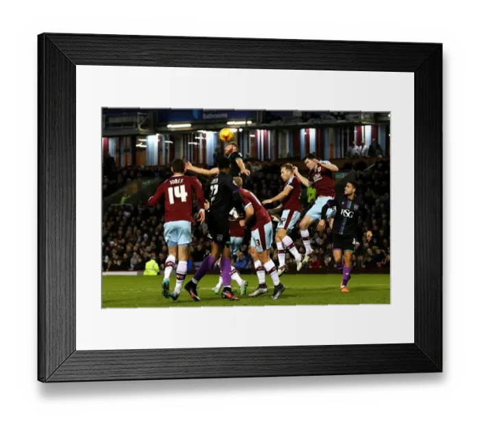Framed Print : Baker Wins a Header: Burnley vs. Bristol City, Sky Bet Championship (December 28, 2015)