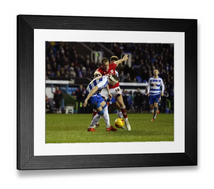Framed Print : Bristol City's Wilbraham Fights for Possession against Reading Defenders in Sky Bet Championship Match, 2016