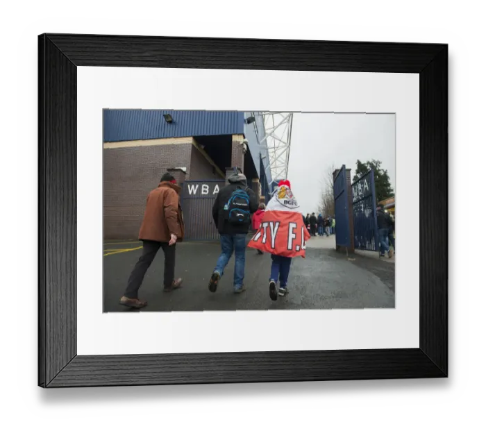 Framed Print : Bristol City Fans Arrive at The Hawthorns for FA Cup Third Round Match
