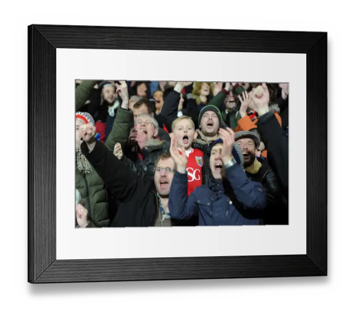 Framed Print : Bristol City Fans Erupt in Celebration as Agard Scores Second Goal Against West Brom in FA Cup Third Round Framed Print : Bristol City Fans Erupt in Celebration as Agard Scores Second Goal Against West Brom in FA Cup Third Round