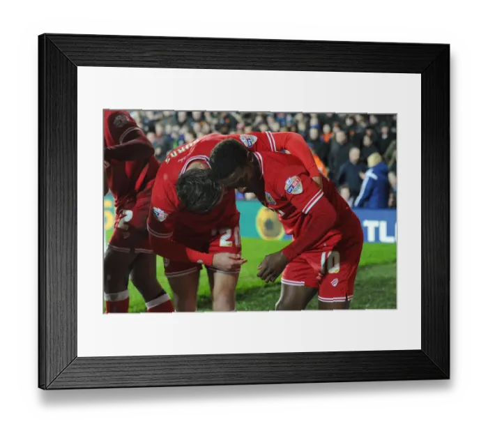 Framed Print : Kieran Agard and Wes Burns Celebrate 2-1 Goal for Bristol City against West Brom, FA Cup Third Round, The Hawthorns, 2016 Framed Print : Kieran Agard and Wes Burns Celebrate 2-1 Goal for Bristol City against West Brom, FA Cup Third Round, The Hawthorns, 2016