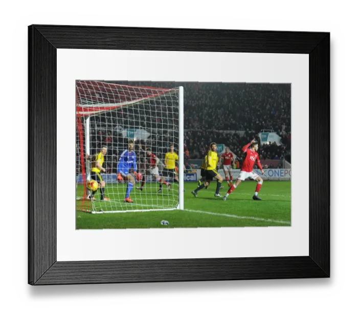 Framed Print : Bristol City's Wes Burns Celebrates Goal Against Middlesbrough in Sky Bet Championship Match