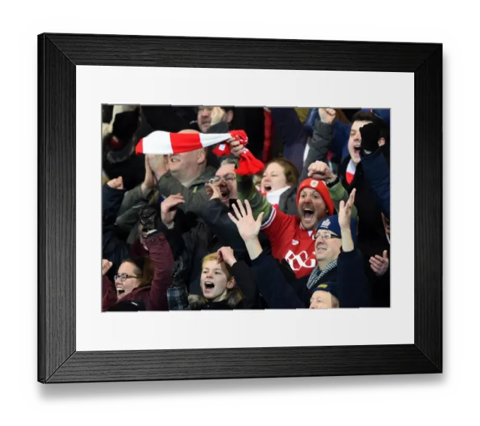 Framed Print : Bristol City's Glory: Fans Celebrate Win Over Middlesbrough at Ashton Gate Stadium Framed Print : Bristol City's Glory: Fans Celebrate Win Over Middlesbrough at Ashton Gate Stadium