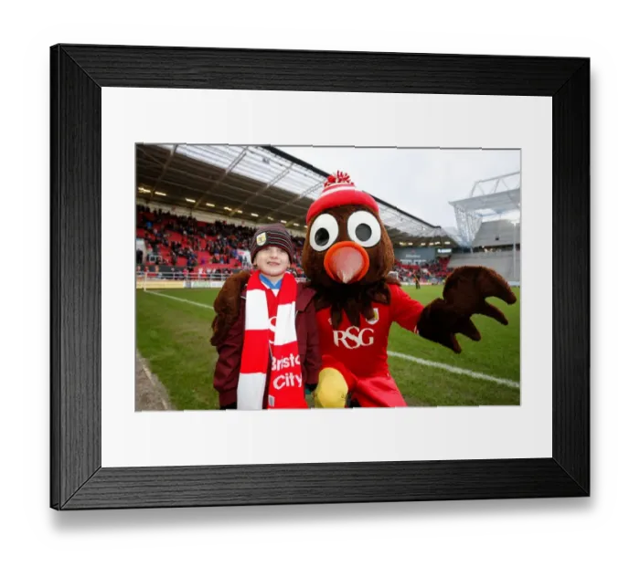Framed Print : Young Fan and Scrumpy: A Bristol City Moment (Bristol City v Birmingham City, 2016)