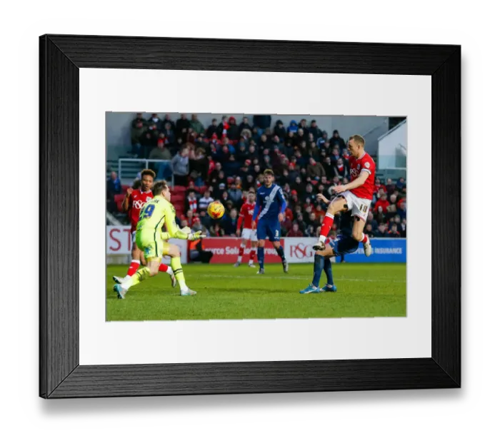 Framed Print : Aaron Wilbraham's Game-Winning Shot for Bristol City against Birmingham City, Sky Bet Championship (Ashton Gate Stadium)