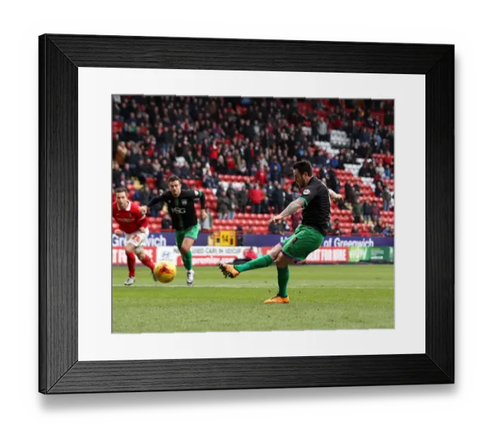 Framed Print : Lee Tomlin Scores Penalty: Bristol City Triumphs Over Charlton Athletic in Sky Bet Championship Rivalry Framed Print : Lee Tomlin Scores Penalty: Bristol City Triumphs Over Charlton Athletic in Sky Bet Championship Rivalry
