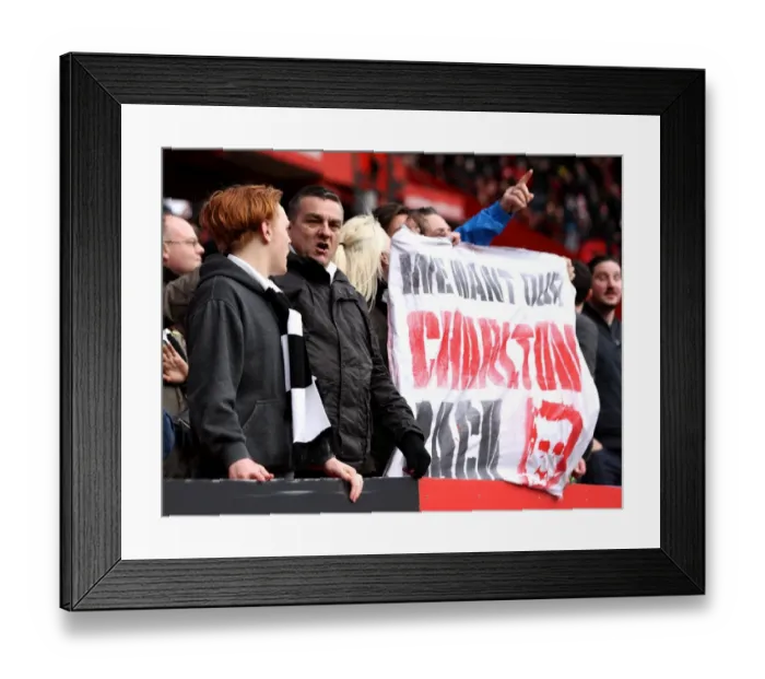 Framed Print : Charlton Athletic Fans Protest Against Club Owners during Charlton v Bristol City Match, 2016