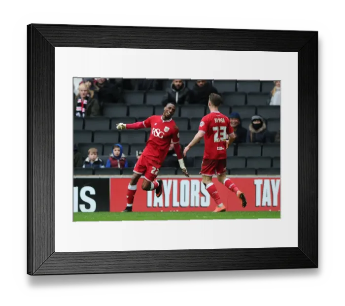 Framed Print : Bristol City's Kodjia and Bryan Celebrate Goal Against Milton Keynes Dons, 2016 Framed Print : Bristol City's Kodjia and Bryan Celebrate Goal Against Milton Keynes Dons, 2016
