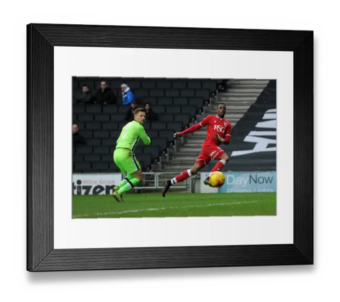 Framed Print : Jonathan Kodjia Scores the Second Goal: 2-0 for Bristol City against Milton Keynes Dons (2016 Sky Bet Championship)