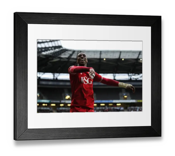 Framed Print : Bristol City's Jonathan Kodjia Scores Double: Milton Keynes Dons vs. Bristol City, 2016 Framed Print : Bristol City's Jonathan Kodjia Scores Double: Milton Keynes Dons vs. Bristol City, 2016