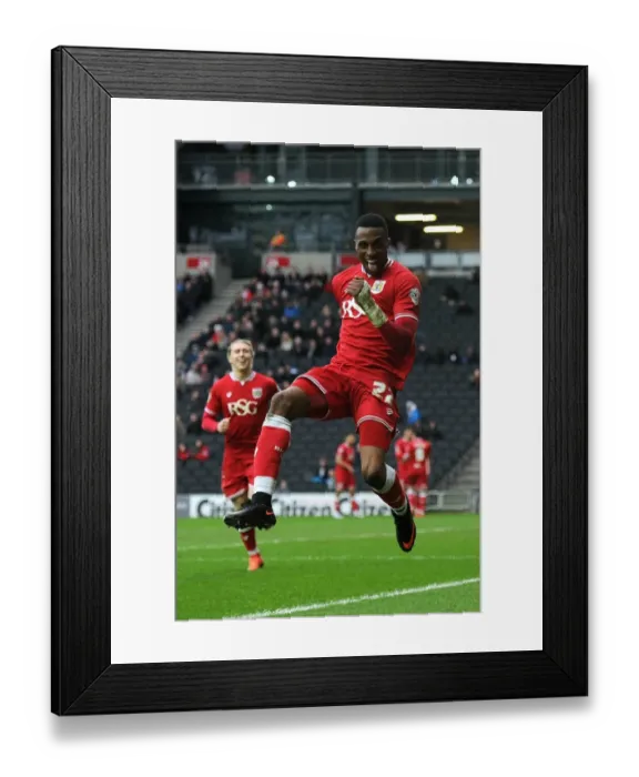 Framed Print : Jonathan Kodjia's Double Strike: Two Goals, One Euphoric Moment - Milton Keynes Dons vs. Bristol City, 2016