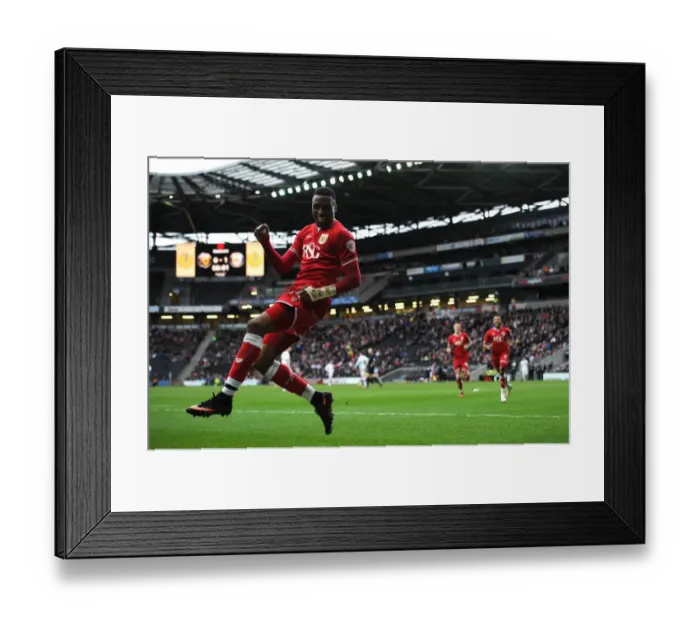 Framed Print : Bristol City's Jonathan Kodjia Scores His Second Goal Against Milton Keynes Dons in 2016 Championship Match Framed Print : Bristol City's Jonathan Kodjia Scores His Second Goal Against Milton Keynes Dons in 2016 Championship Match
