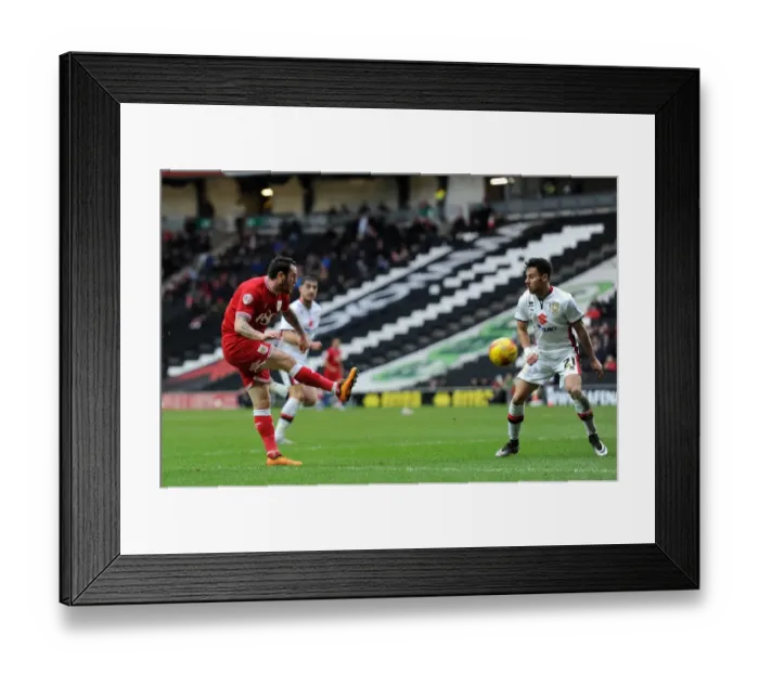 Framed Print : Bristol City's Lee Tomlin Assists Kodjia: Milton Keynes Dons vs. Bristol City, 2016