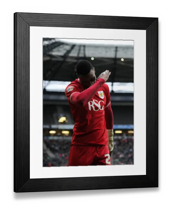 Framed Print : Jonathan Kodjia's Double Strike and Dab Dance: Milton Keynes Dons vs. Bristol City, 2016