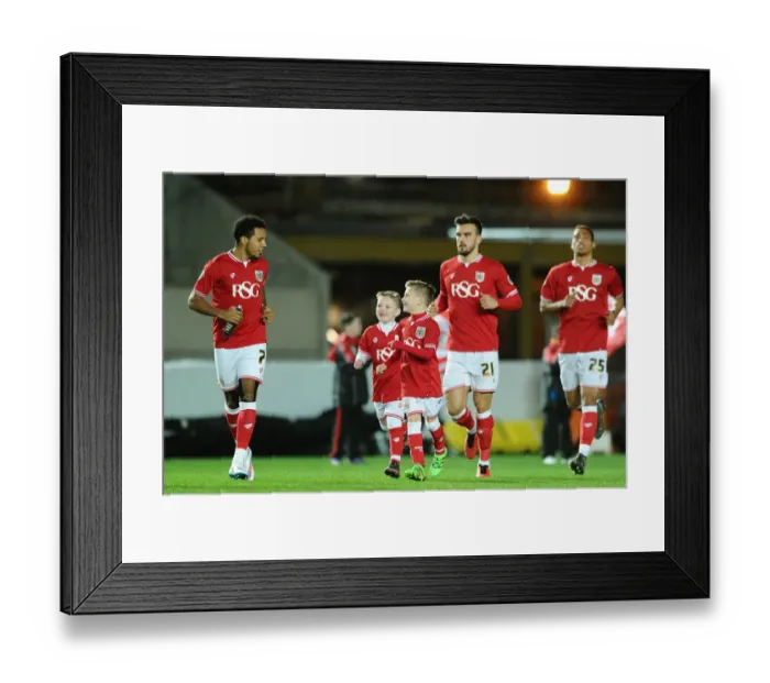 Framed Print : Bristol City Football Club: Korey Smith and Mascots Lead Out Team vs. Brighton, 2016 Framed Print : Bristol City Football Club: Korey Smith and Mascots Lead Out Team vs. Brighton, 2016