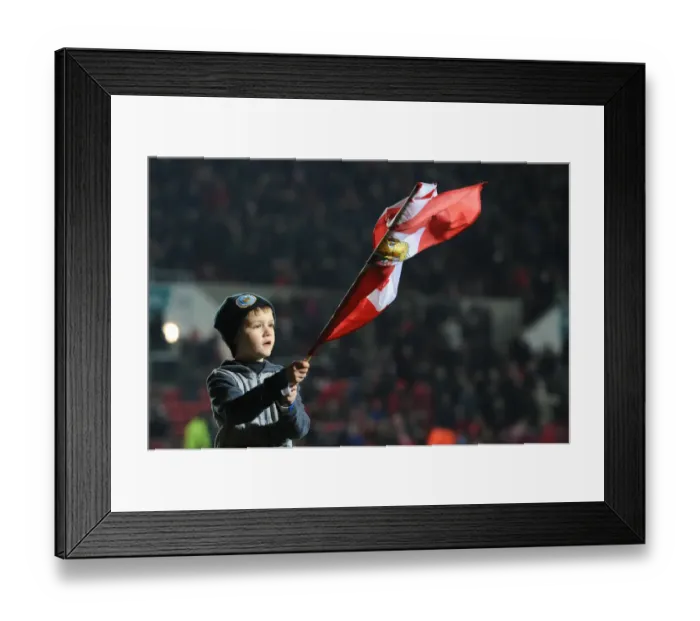 Framed Print : Bristol City vs Brighton: Flag-Bearing Moment at Ashton Gate Framed Print : Bristol City vs Brighton: Flag-Bearing Moment at Ashton Gate