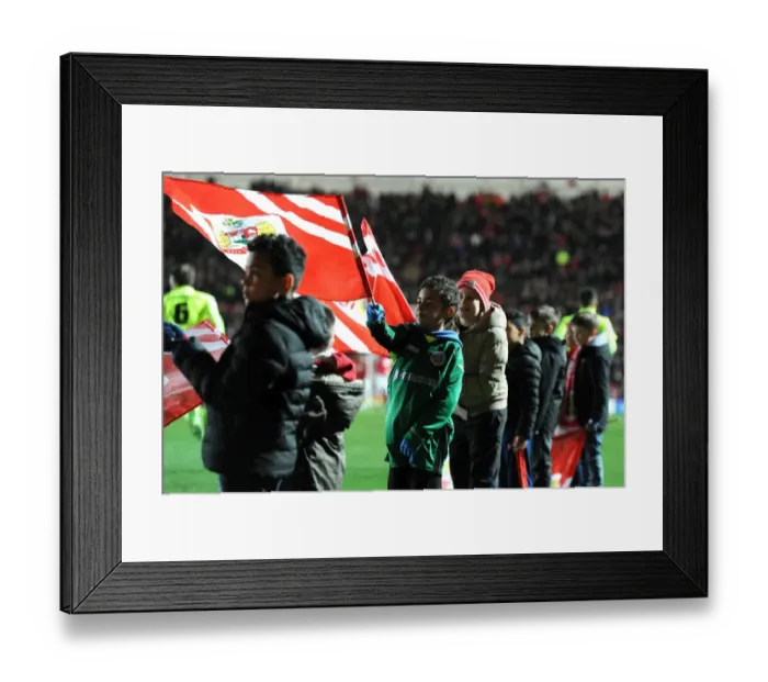 Framed Print : Bristol City vs Brighton: Flag-Bearing Moment at Ashton Gate Framed Print : Bristol City vs Brighton: Flag-Bearing Moment at Ashton Gate