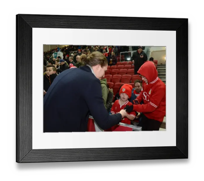 Framed Print : Bristol City's Luke Ayling Signs Autographs at Ashton Gate after Championship Match vs. Brighton Framed Print : Bristol City's Luke Ayling Signs Autographs at Ashton Gate after Championship Match vs. Brighton