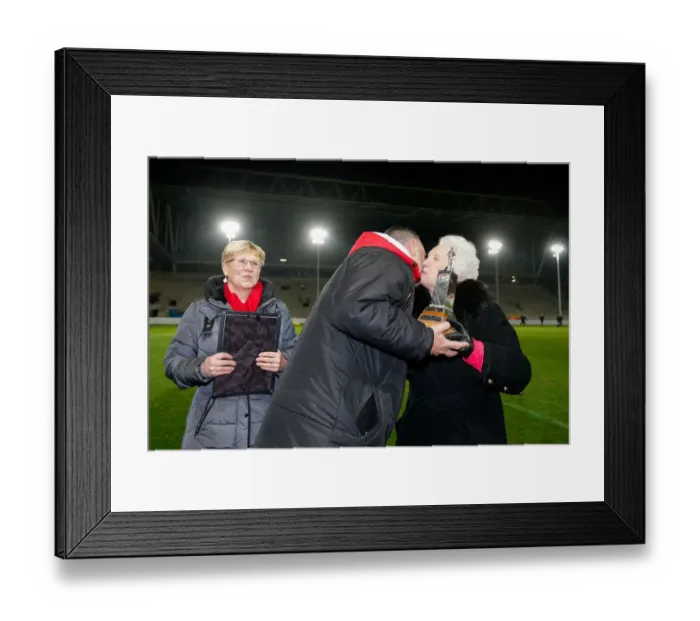 Framed Print : Marina Dolman Honors Brian Tinnion at Half Time: Bristol City vs Brighton & Hove Albion, 2016
