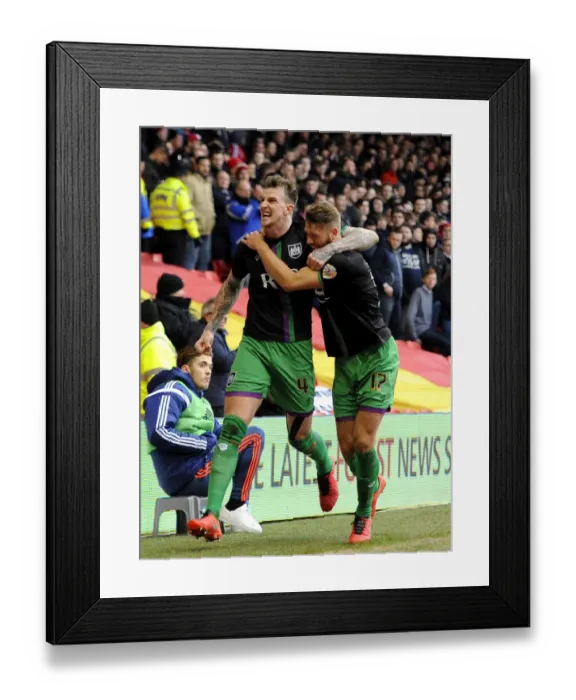 Framed Print : Aden Flint and Nathan Baker's Jubilant Moment: Nottingham Forest vs. Bristol City, 2016