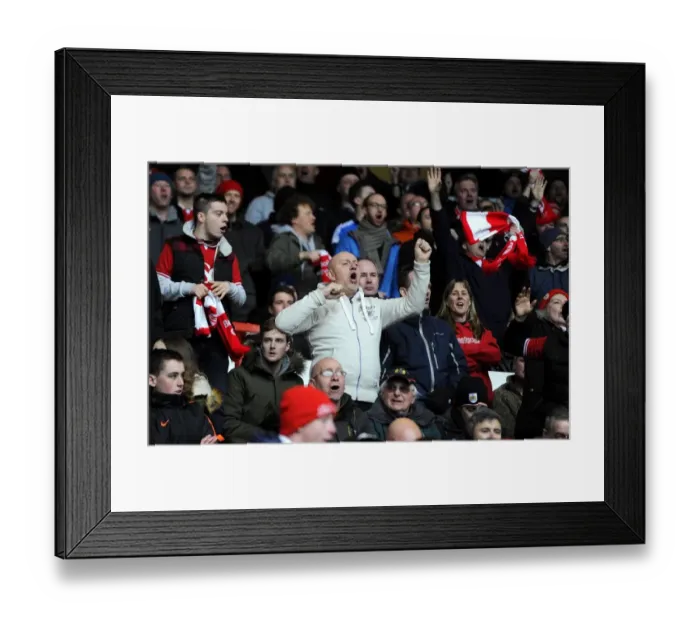 Framed Print : Bristol City Fans Go Wild Celebrating Aden Flint's Goal Against Nottingham Forest (27.2.2016)