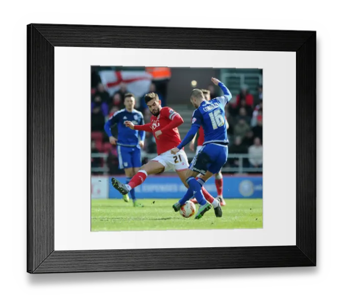 Framed Print : Marlon Pack Chases Down Matthew Connolly: Intense Moment from Bristol City vs. Cardiff City Championship Clash