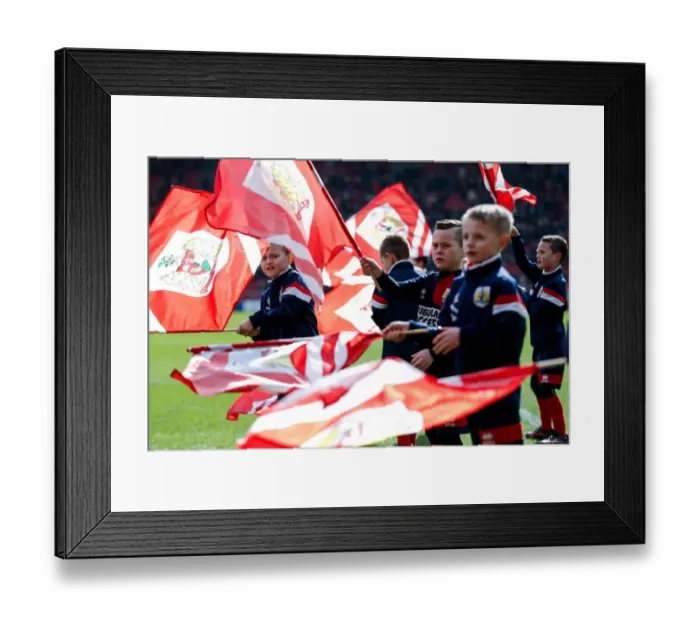 Framed Print : Bristol City vs. Cardiff City: Flag-Bearing Fans at Ashton Gate, March 2016