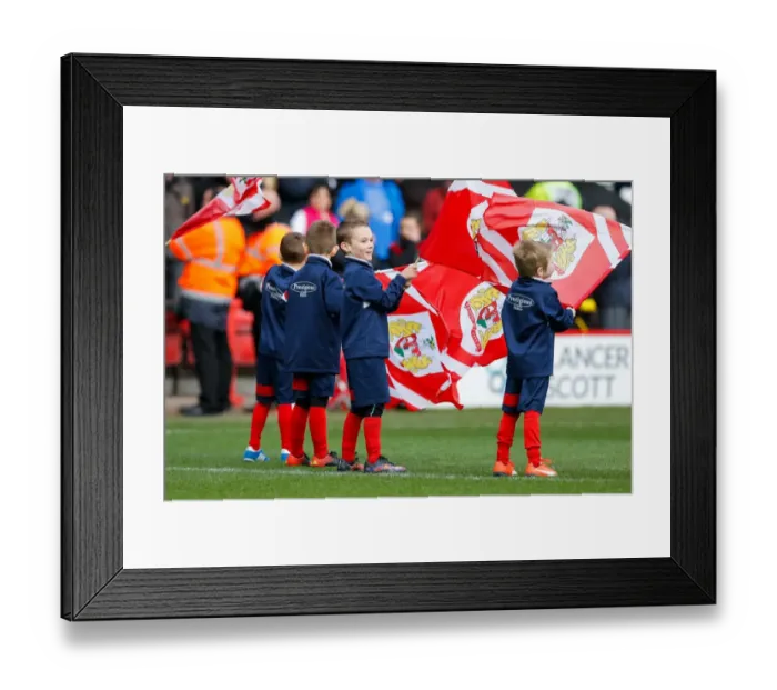 Framed Print : Bristol City vs. Cardiff City: Flag-Bearing Fans at Ashton Gate Stadium, March 2016