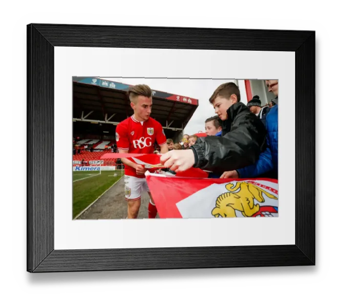 Framed Print : Joe Bryan of Bristol City Greets Young Fans After Match Against Cardiff City