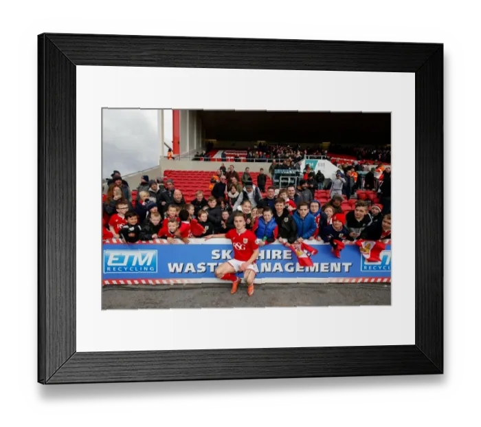 Framed Print : Bristol City's Joe Bryan Greets Young Fans After Championship Match
