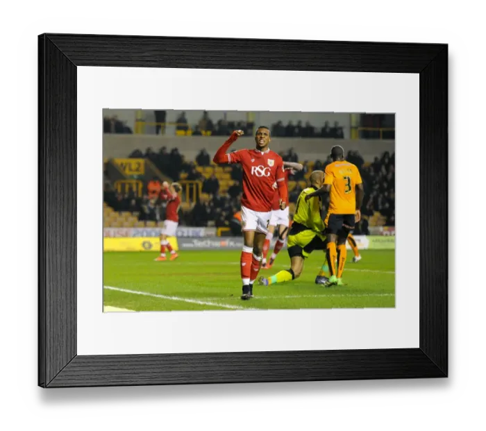 Framed Print : Reaction of Jonathan Kodjia as His Shot Misses the Target: Wolves vs. Bristol City, Sky Bet Championship (08 / 03 / 2016)