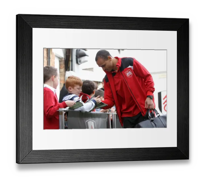Framed Print : Bristol City's Peter Odemwingie Signs Autographs at Craven Cottage after Fulham Match Framed Print : Bristol City's Peter Odemwingie Signs Autographs at Craven Cottage after Fulham Match