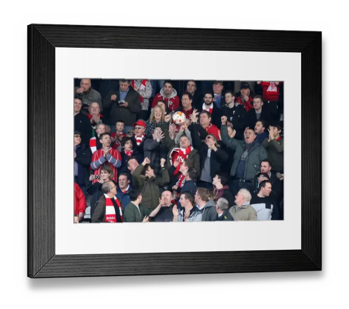 Framed Print : Bristol City Fans Cheering at Craven Cottage during Fulham vs. Bristol City Championship Match, March 2016