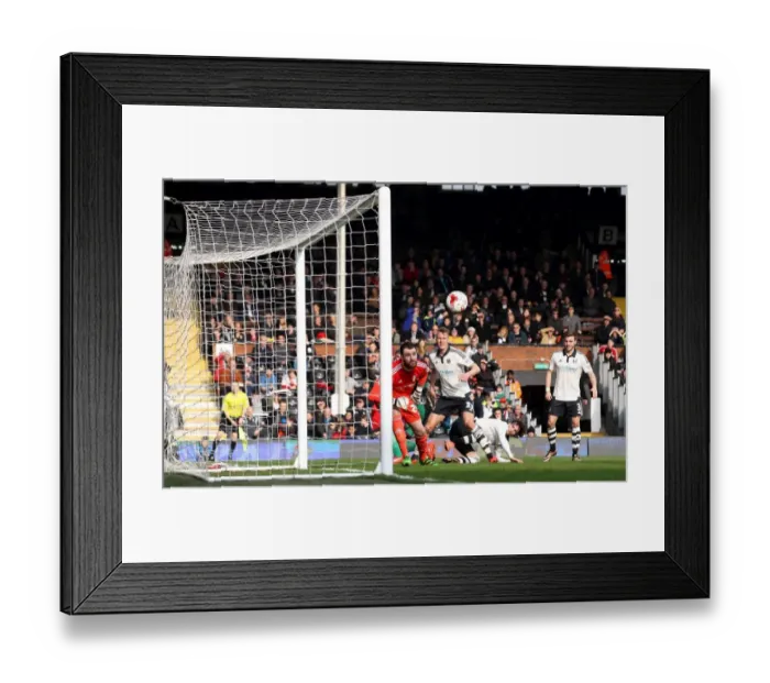 Framed Print : Fulham's Lonergan Watching as Bristol City Misses Wide Framed Print : Fulham's Lonergan Watching as Bristol City Misses Wide