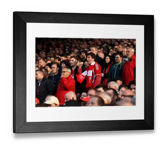 Framed Print : Bristol City Fans Passionate Support at Fulham vs. Bristol City Championship Match, March 2016