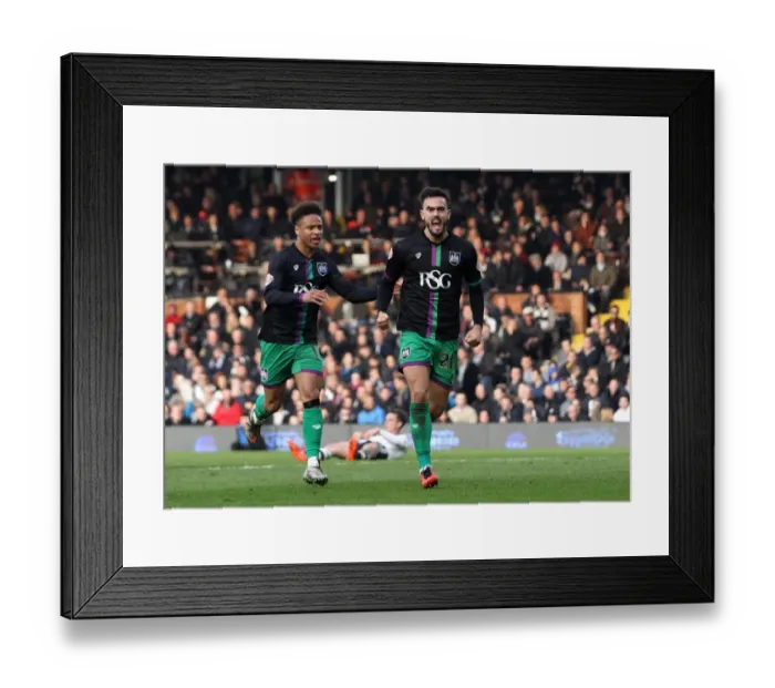 Framed Print : Marlon Pack and Bobby Reid Celebrate Equalizing Goal for Bristol City at Craven Cottage (Fulham v Bristol City, Sky Bet Championship) Framed Print : Marlon Pack and Bobby Reid Celebrate Equalizing Goal for Bristol City at Craven Cottage (Fulham v Bristol City, Sky Bet Championship)