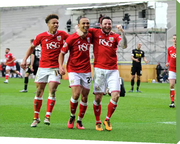 Championship Triumph: Odemwingie, Reid, and Tomlin's Euphoric Reaction after Goal vs. Bolton Wanderers (19 March 2016)