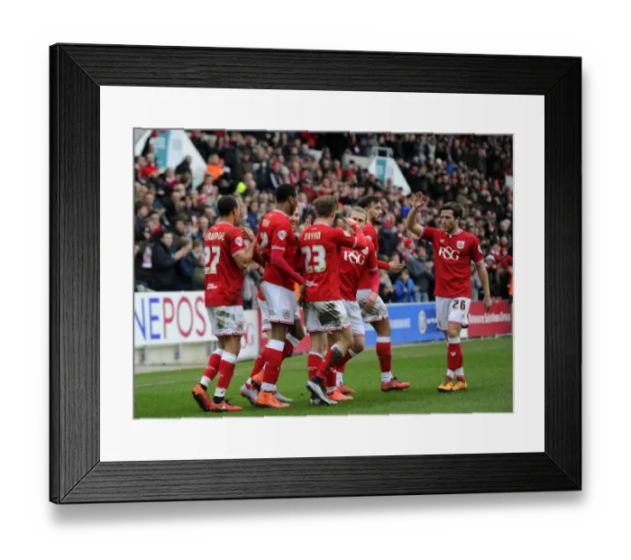 Framed Print : Bristol City Celebrate: Wagstaff's Goal Against Bolton Wanderers (19-03-2016)